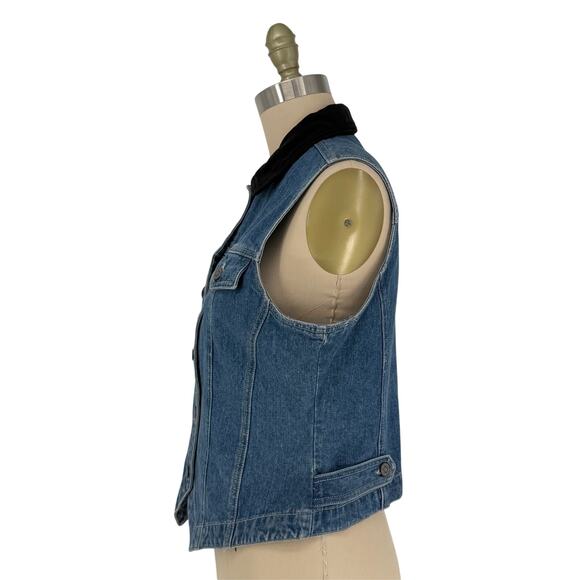 Vintage 90s Bill Blass Jeans Velvet Collar Denim Vest Womens size Medium - Picture 5 of 12